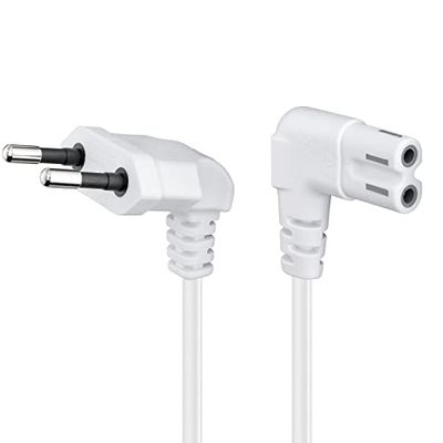 Goobay 97357 Cabo de alimentação euro em ambos os lados; tomada europeia branca (tipo C, CEE 7/16 /> tomada de dispositivo C7, compatível com TV Samsung, LG, Philips, ps4 etc. / 5 m