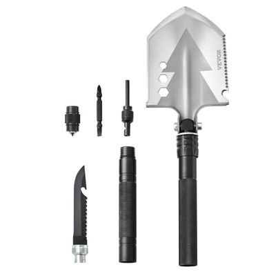 VEVOR Pelle de Survie Pliante, Pelle de Camping multifonctionnelle 8 en 1, Pelle Tactique compacte Portable de qualité Militaire, pour Tout-Terrain, Camping, randonnée, extérieur, Survie, Urgence