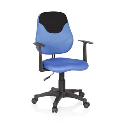 hjh OFFICE 670935 krzesło obrotowe dla dzieci i młodzieży styl KIDDY materiał niebieski/czarny krzesło obrotowe rosnące wraz z dzieckiem, 99 x 56 x 50 cm