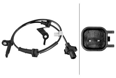 HELLA 6PU 358 218-651 Sensor, wheel speed - 2-pin connector - Cable: 585mm - with clip