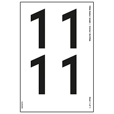 V Safety One Number Sheet - 1-18mm Number Height - 300x200mm - Self Adhesive Vinyl