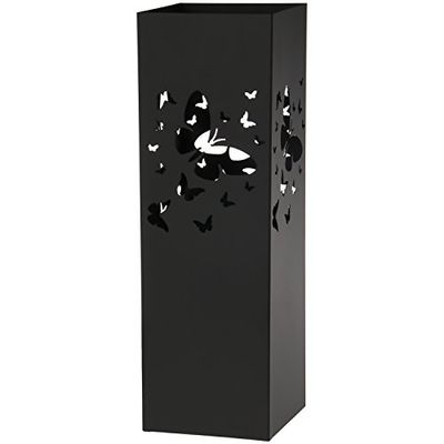 DONREGALOWEB - Portaombrelli quadrato in metallo nero quadrato con farfalle + ombrello in regalo