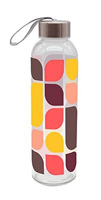 infinite by GEDA LABELS (INFKH) Unisex jeugd drinkfles retro patroon 500ml glas, kleurrijk