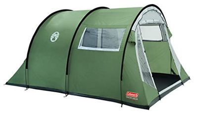 Coleman 4-Personen Zelt Coastline Deluxe Tienda de campaña de túnes de 4 plazas para Camping o Festivales, Acampada, Familiar, Impermeable hasta 3000 mm de Columna de Agua, Verde, 4 Personas