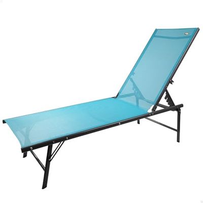 AKTIVE 61107 zonneligstoel voor buiten, lichtblauw, inklapbaar, 6 posities, textileen, max. belastbaarheid: 120 kg, afmetingen 180 x 49 x 34,5 cm, hangmatten