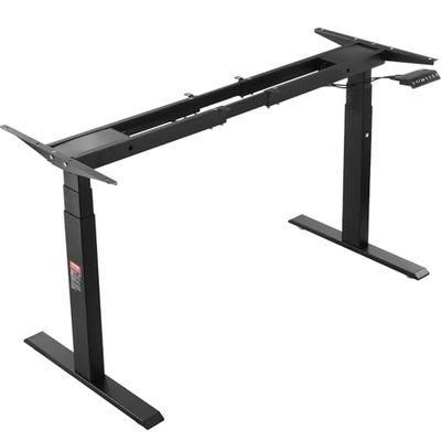 VEVOR Cadre de Bureau Debout Double Moteur, Hauteur réglable 65-129 cm, Pieds de Bureau d'ordinateur électrique, Longueur 110-178 cm, Base de Poste de Travail à 3 Positions, Cadre Uniquement, Noir