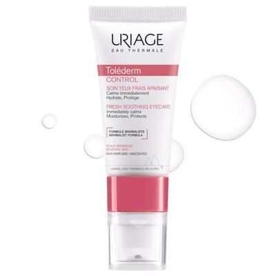 Uriage Toléderm Soothing Eye Contour Cream for Intolerant, Sensitive Skin, 15ml - Soothes, Reduces Puffiness & Dark Circles - High-tolerance - Fragrance-Free - Ophthalmologically Tested