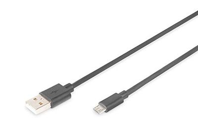 DIGITUS Cable de conexión USB 2.0 - 1,0 m - USB A (m) a USB Micro B (m) - 480 Mbit/s - cable de conexión - Negro