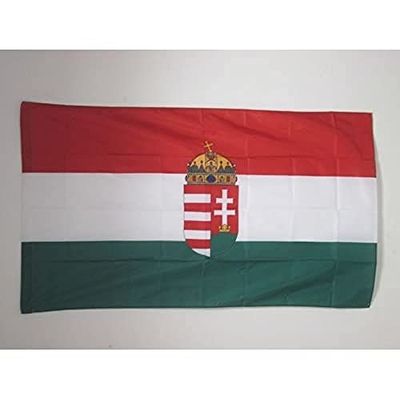 AZ FLAG Bandera de HUNGRÍA con Armas 90x60cm para Palo - Bandera HÚNGARA 60 x 90 cm