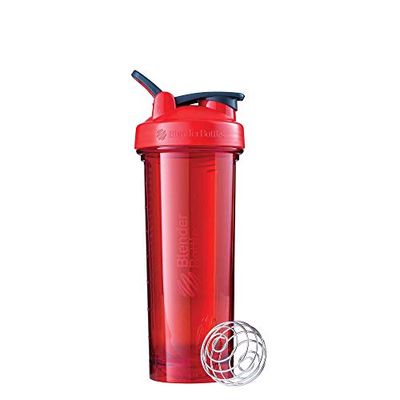 BlenderBottle Pro32 - Botella de agua, Botella mezcladora de batidos de proteínas, con batidor Blenderball, libre de BPA, 940ml, rojo