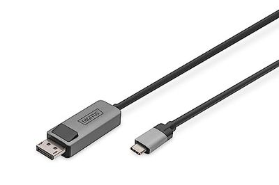DIGITUS Displayport adapterkabel - USB Type-C till Displayport 1.4-8k/30Hz - 4k/144Hz - Dubbelriktad - DP Alt-Mode - MST - 2 m - svart - För iPhone, Macbook, iPad, Surface
