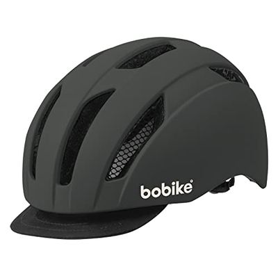 BOBIKE 8741300003 – Casque de vélo City pour Homme et Femme Taille réglable L (56-61cm) avec visière Amovible et Certification CE en Couleur Urban Gris