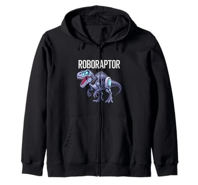 Robotic Dinosaur T-Rex Robotic Engineering Dino Funny Robot Zip Hoodie