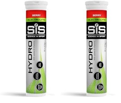 Science In Sport Hydro Hydration Tablets, Gluten-Free, Zero Sugar, Berry Flavour Plus Electrolytes, 20 Effervescent Tablets (Pack of 2)