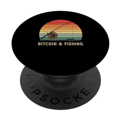 Pesca Pesce Cast Fisher Mining Sats Bass HODL bobina Bitcoin PopSockets PopGrip Adesivo