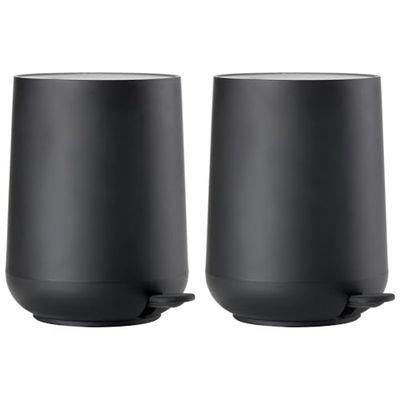 ZONE DENMARK, Nova Poubelle à pédale, pour salle de bain, noire, 5 l (Lot de 2)