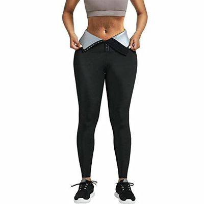 POWERASIA Damen-Leggings mit hoher Taille, Korsett, Taillentrainer, Bauchkontrolle, figurformende Kompression, Workout, Yogahose, Sauna Corsage Leggings Sweat Pants Silber, X-Klein