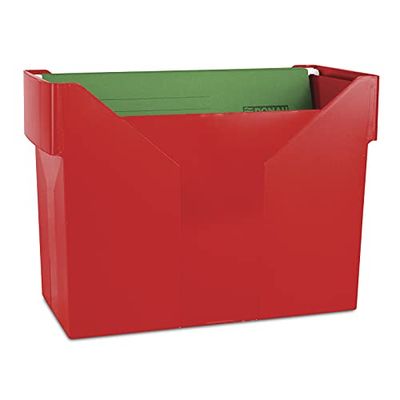 DONAU 7422001PL-04 hangmappenbox met 5 gratis hangmappen/hangmappen van onbreekbaar kunststof/praktische bestandsdoos voor mappen A4/ kleur: rood