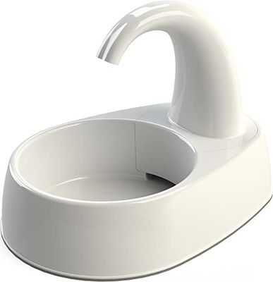 TRIXIE Fontana curva per cani e gatti, dispenser automatico d'acqua da 2,4 l, ciotola per acqua per gatti, bianca