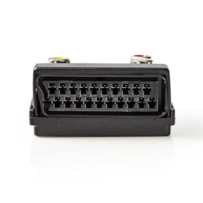 SCART-Adapter - S-Video Female/SCART Aansluiting / 3X RCA-Bus - Vernikkeld - Schakelbaar - ABS - Zwart - 1 Stuk - Box