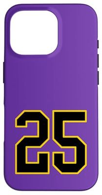 Number 25 in black and yellow college sports style Case for iPhone 16 Pro