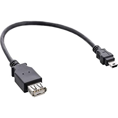 InLine 21519 Adattatore USB 2 Type-A Femmina a Mini 5Pin USB 2 Type-A Maschio, Posizionato su Cavo da 0.2 m, Nero