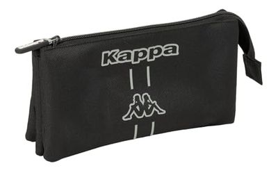 Safta KAPPA Dark – Triple Pencil Case, Children's Pencil Case, Ideal for School Age Children, Comfortable and Versatile, Quality and Resistance, 22 x 3 x 12 cm, Black/White, M, Casual