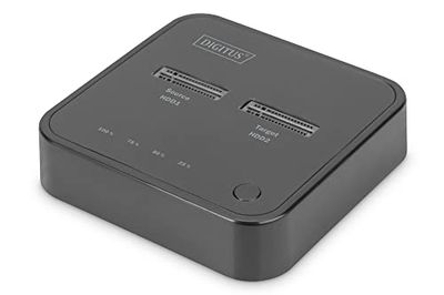 DIGITUS USB Type-C 3.1 Dual M.2 NVMe SSD Docking Station - Módulo M.2 Tipo 22110, 2280, 2260, 2242 - M/B+M-Key - Función de clonación Offline - 10 Gbit/s - hasta 2X 4 TB - Negro