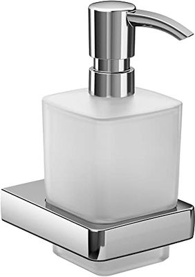 Emco Trend 22100100 Dispenser di Sapone Liquido in Vetro Satinato, 155 ml, Accessori da Bagno, Montaggio a Parete, Metallo, Grigio, Taglia Unica