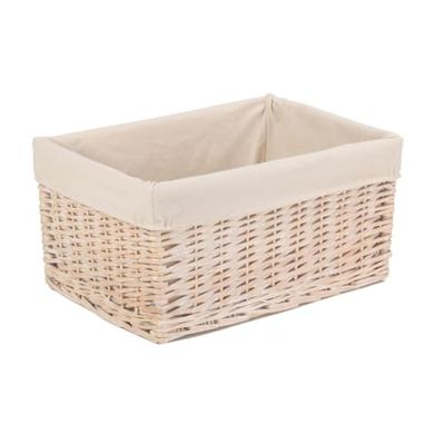 Red Hamper Small White Lined Storage Wicker Basket, Brown