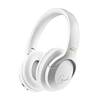 NGS ARTICA GREED WHITE - Cuffie Sovraurali Senza Fili, Compatibili con la Tecnologia Bluetooth, Leggero e Pieghevole, Microfono Incorporato, Batteria 40 Ore, Colore Bianco