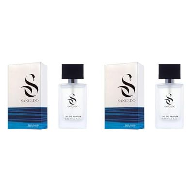 SANGADO Acqua Genovese Parfum pour Homme, 8-10 heures Longue durée, Senteur Luxe, Aromatique Aquatique, Essences Françaises fines, Extra-Concentré (Eau de Parfum), 50 ml Spray (Lot de 2)