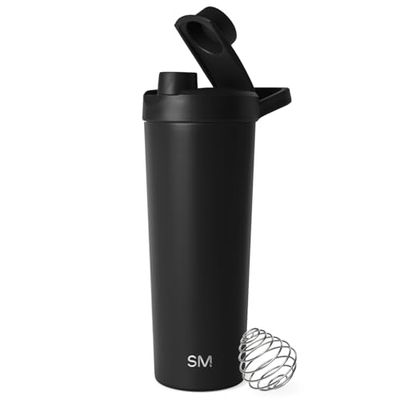 Simple Modern Bouteille Agitatrice en Acier Inoxydable avec Bille | Tasse Isolée en Métal pour Mélanges [rotéinés, Shakes et Pré-entraînement | Rally | 710ml | Midnight Black