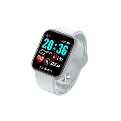 Power Color Smartwatch, fitnesshorloge voor dames en heren, stappenteller, bewaking van de hartslag, slaap en gezondheid, meldingen, zilverkleurige behuizing met zwarte armband en extra witte armband
