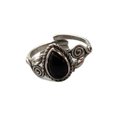 VIE Inverted Droplet Ring, Black Agate