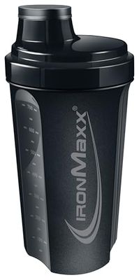 IronMaxx Shaker à protéines - Deep Black 700 ml | Shaker à protéines avec bouchon vissé, passoire, échelle | anti-fuite, sans BPA, lavable