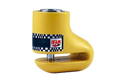 IFAM Anti-Theft Disc Brake Motorcycle DF1, 5.5 mm Diameter, Automatic Lock, 2 Tubular Keys, Yellow, Compact and Safe, Hardened Steel, Ideal for Small or Medium Motorcycles