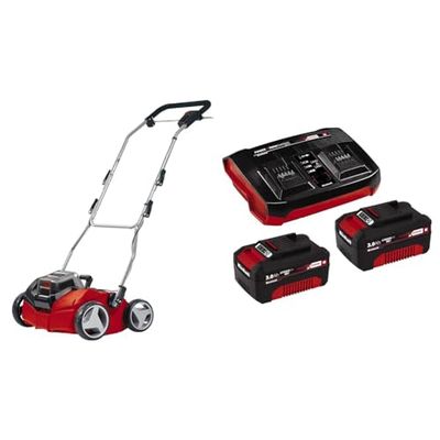 Einhell Scarificateur sans fil sur batterie GE-SC 35 Li Solo - Power X-Change (36 V, Moteur Brushless, Surface conseillée 400 m²) avec Twincharger et 2 Batteries 3,0Ah