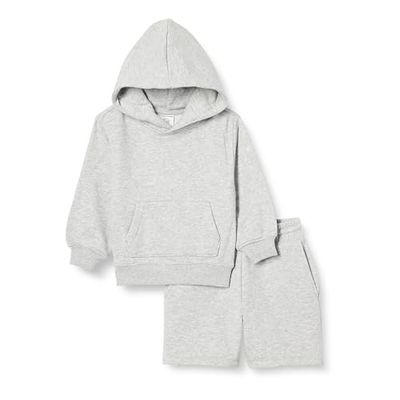Amazon Essentials Boys' Hoodie and Shorts Set, Light Grey Heather, 10 Years
