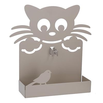 Vacchetti Porte-Patte en métal Chat Taupe 18 x 5 x 18 cm