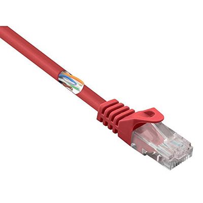 Basetech BT-2272248 RJ45 kabel sieciowy, kabel krosowy CAT 5e U/UTP 1,00 m czerwony z zabezpieczeniem zatrzasku 1 szt.