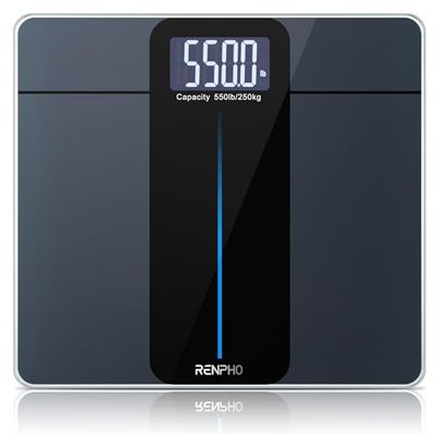 RENPHO Weighing Scales for Body Weight 550 lb/250 kg, Large LCD Display Bathroom Scales with High Accurate, Digital Scales with Extra-High Capacity, Step-On, Batteries Included
