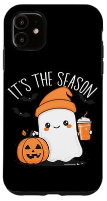 Cute Ghost With Pumpkin Spice Latte "It is the season" Case for iPhone 11