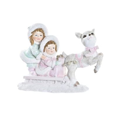 FIGURA RESINA 16,5X7,5X12 TRINEO ROSA
