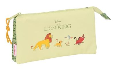 Safta Mufasa - Astuccio triplo, astuccio per bambini, ideale per bambini in età scolastica, comodo e versatile, qualità e resistenza, 22 x 3 x 12 cm, colore: verde/beige, Verde/Beige, Estándar, Casual