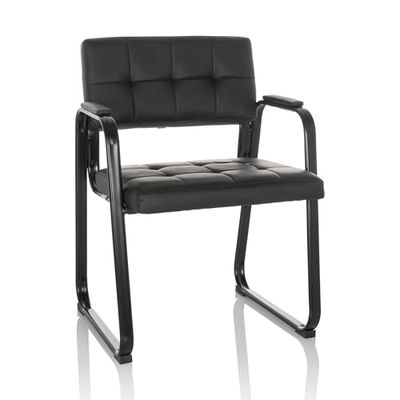 hjh OFFICE Chaise Visiteur avec accoudoirs Zanta B PU Chaise de conférence Bureau rembourrée, Similicuir, Noir