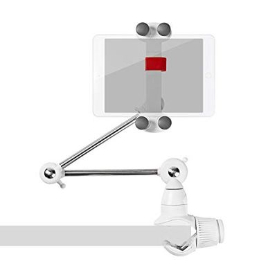 NEDIS - Supporto per Tablet e Smartphone - Braccio Pieghevole - Diametro Schermo da 4 a 12" - Interattivo - 360° - Completamente Mobile - Universale - Max. 1kg - Quattro Supporti Rotondi, TDMT111WT,