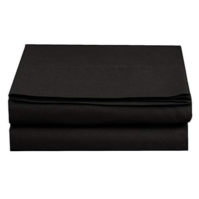 Lençol de luxo, elegante, confortável, sem rugas, 1500 fios, qualidade egípcia, 1 peça, Califórnia King, cor preta