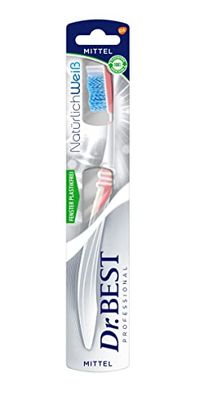 Dr.BEST Brosse à dents blanche naturelle, moyenne (1 pièce), pour dents blanches naturellement, doux pour l'émail des dents