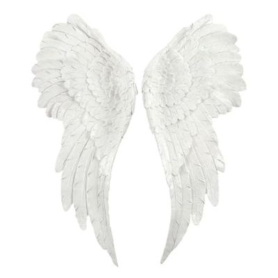 Jones Home & Gift Ailes d'ange blanches à paillettes pour décoration murale - Sculpture murale - 54 cm de haut - 61 x 27 cm - AO_44427